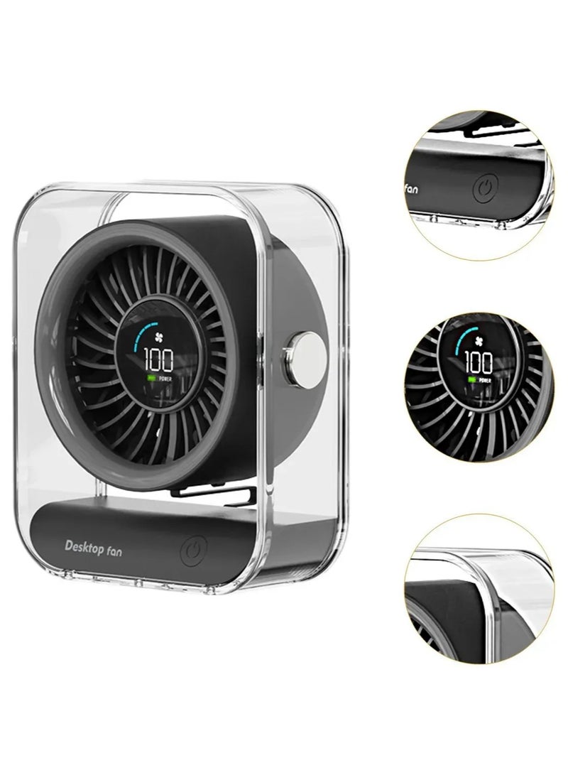 دينكس مروحة مكتب، مروحة محمولة قابلة لإعادة الشحن، مروحة قوية لتدفق الهواء، مروحة تدوير هواء رقمية هادئة، مروحة تدوير هواء مكتب هادئة، مروحة سطح مكتب توربو بسرعة 100، لغرف النوم والمكاتب والسفر والتخييم - Image 1