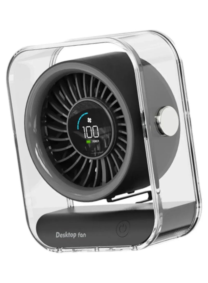 دينكس مروحة مكتب، مروحة محمولة قابلة لإعادة الشحن، مروحة قوية لتدفق الهواء، مروحة تدوير هواء رقمية هادئة، مروحة تدوير هواء مكتب هادئة، مروحة سطح مكتب توربو بسرعة 100، لغرف النوم والمكاتب والسفر والتخييم - Image 2