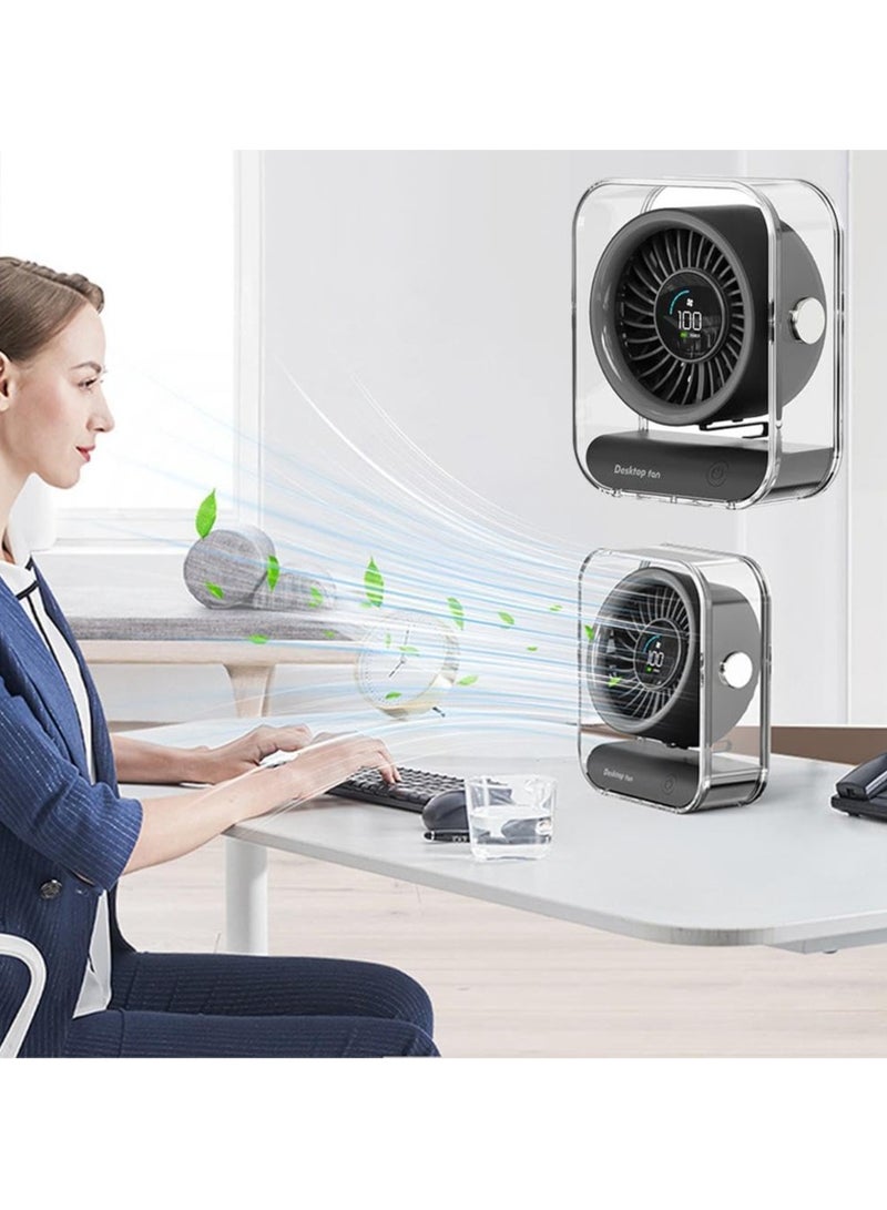 دينكس مروحة مكتب، مروحة محمولة قابلة لإعادة الشحن، مروحة قوية لتدفق الهواء، مروحة تدوير هواء رقمية هادئة، مروحة تدوير هواء مكتب هادئة، مروحة سطح مكتب توربو بسرعة 100، لغرف النوم والمكاتب والسفر والتخييم - Image 4