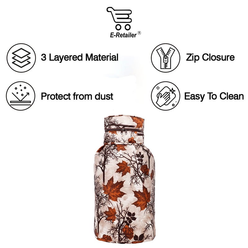 E-Retailer ERetailer Polyester 3Layered LPG Gas Cylinder Covers with Zip Enclosure Pack of 2 ColorFloral Brown Size 26x14 Inch - Image 3