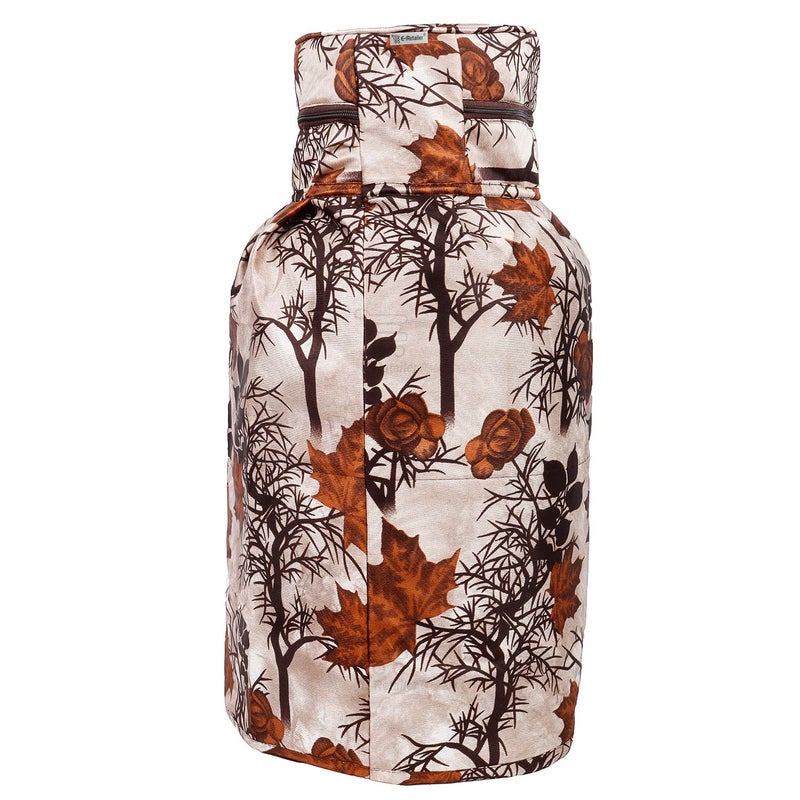 E-Retailer ERetailer Polyester 3Layered LPG Gas Cylinder Covers with Zip Enclosure Pack of 2 ColorFloral Brown Size 26x14 Inch - Image 5