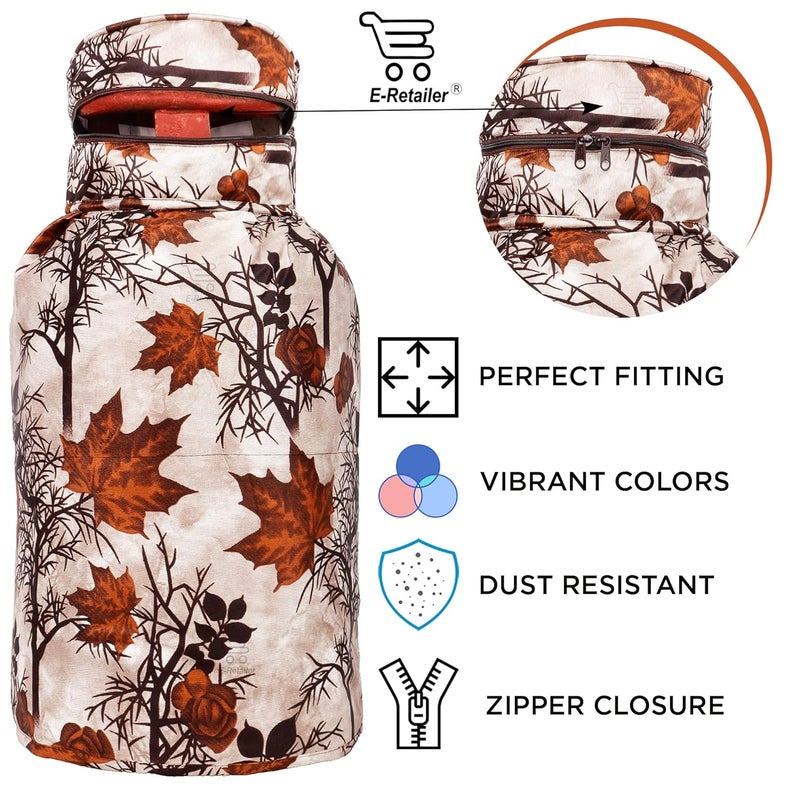 E-Retailer ERetailer Polyester 3Layered LPG Gas Cylinder Covers with Zip Enclosure Pack of 2 ColorFloral Brown Size 26x14 Inch - Image 4
