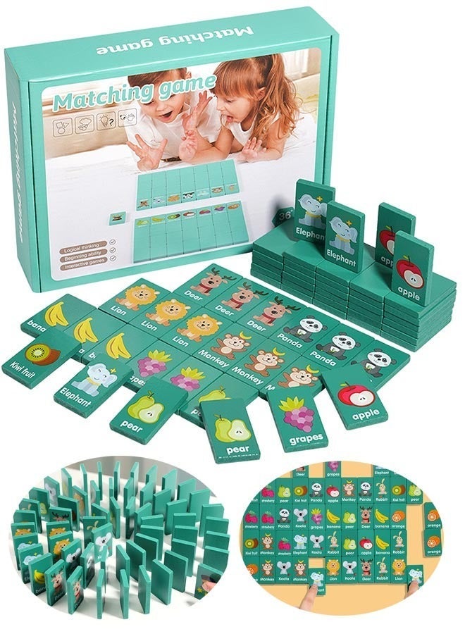57 قطعة من ألعاب الألغاز التعليمية للأطفال، مطابقة الدومينو، لعبة الربط، شطرنج الذاكرة، تدريب التفكير المنطقي، مجموعة ممتعة للتكديس والتنسيق - Image 1