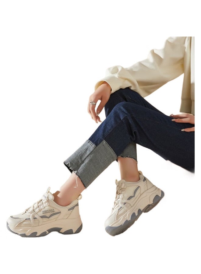 YEARCON Women'S Chunky Sneakers Mesh Casual Sports Shoes Lightweight Thick-Soled Shoes E63101130 Grey Size 38 - Image 2