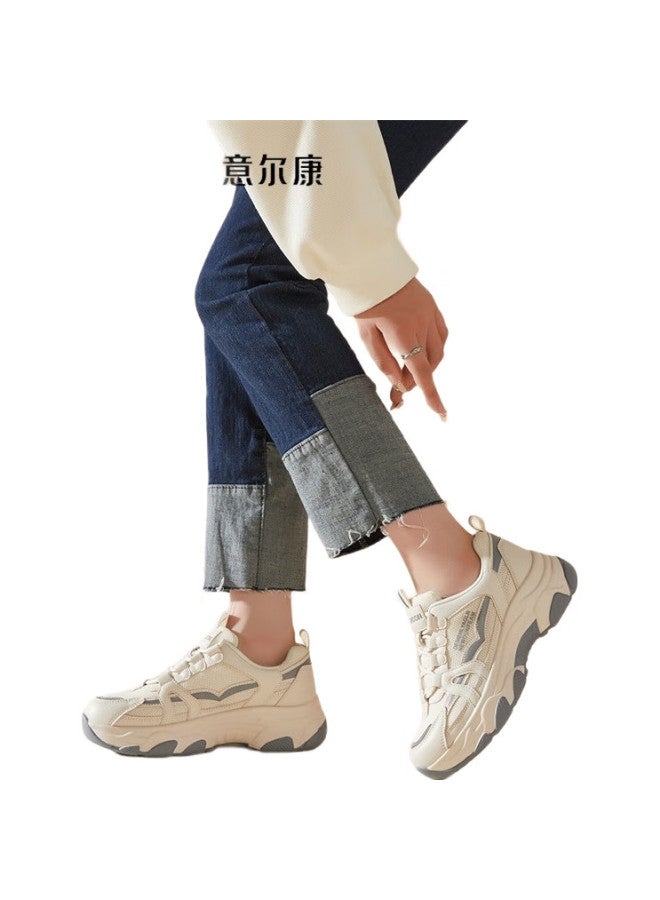 YEARCON Women'S Chunky Sneakers Mesh Casual Sports Shoes Lightweight Thick-Soled Shoes E63101130 Grey Size 38 - Image 3