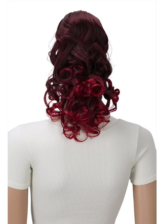 CAISHA by PRETTYSHOP 2 IN 1 Ponytail 12" Or 14" Hairpiece Clip On Extension Voluminous Wavy Red Mix H16-2 - Image 1
