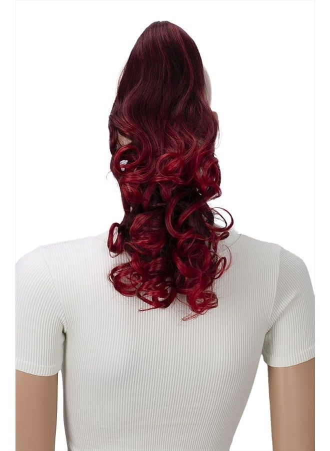 CAISHA by PRETTYSHOP 2 IN 1 Ponytail 12" Or 14" Hairpiece Clip On Extension Voluminous Wavy Red Mix H16-2 - Image 2