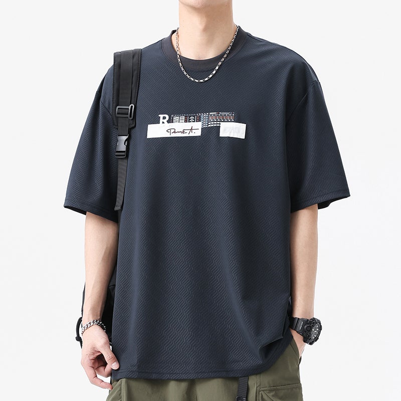 Ice Silk Short-Sleeved T-Shirt for Men 2025 New Trendy Brand Quick-Drying Thin Breathable Design Half-Sleeve - Image 3