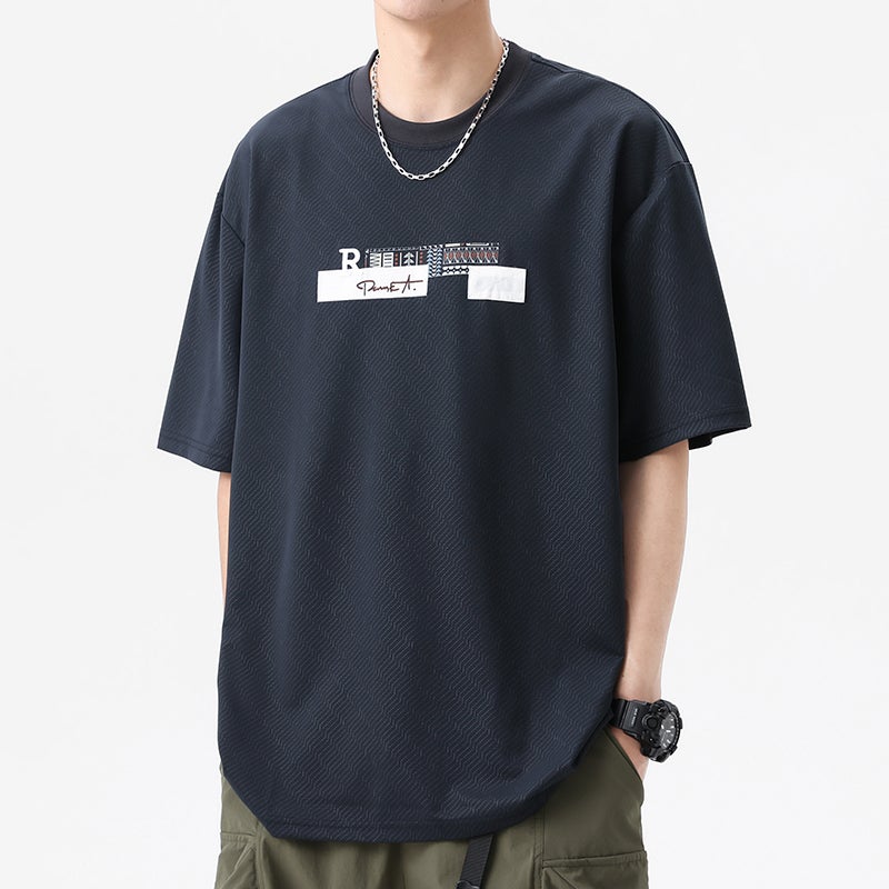 Ice Silk Short-Sleeved T-Shirt for Men 2025 New Trendy Brand Quick-Drying Thin Breathable Design Half-Sleeve - Image 1