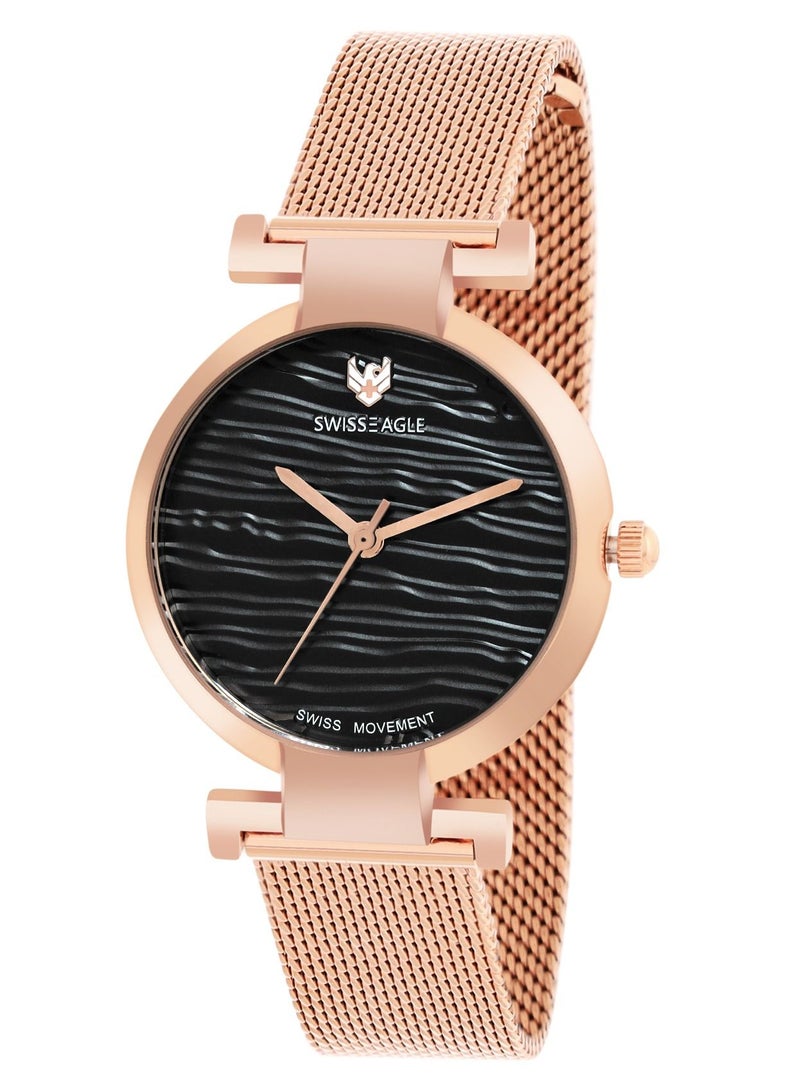 SWISS EAGLE Swiss Eagle Women White & Gold-Toned Analogue Watch (SE-9176-33) - Image 2