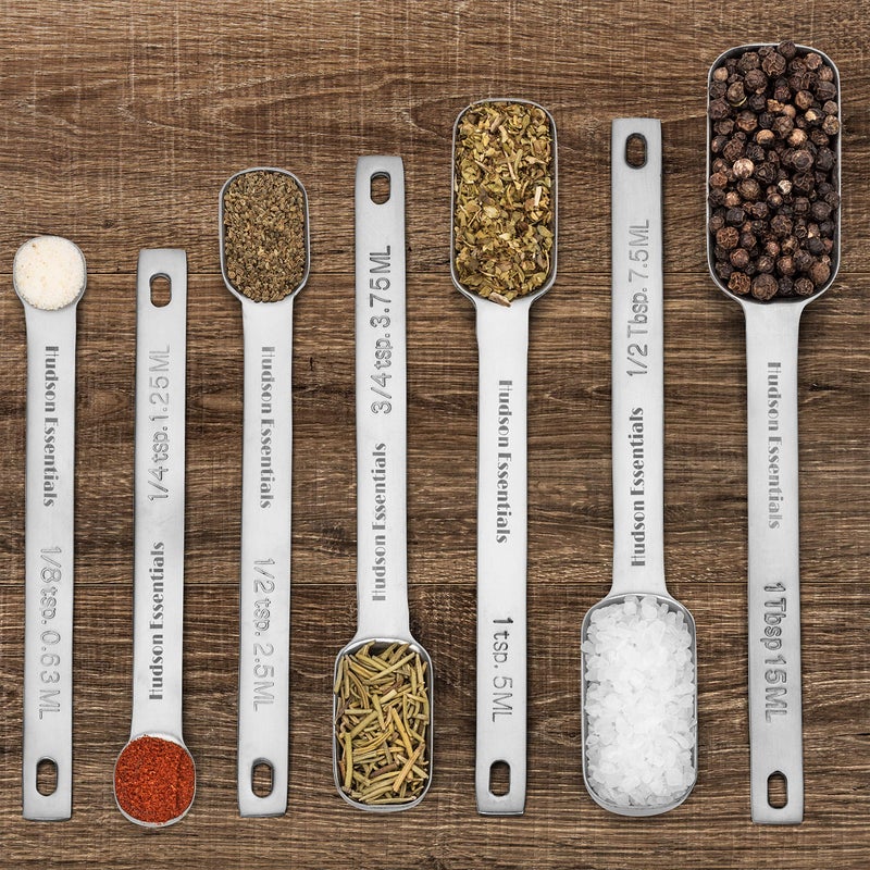 Hudson Essentials Stainless Steel Measuring Spoons Set for Dry or Liquid - Fits in Spice Jars - Set of 7 - Image 5