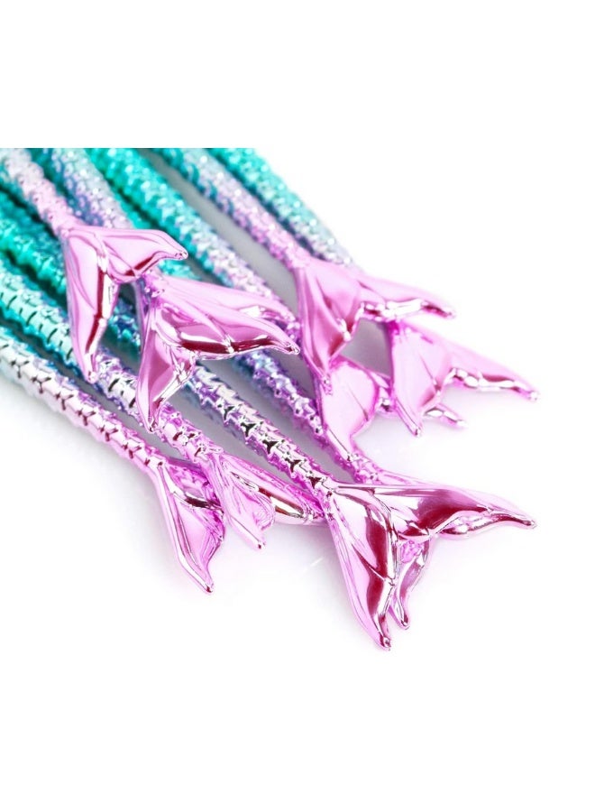 طقم فرش مكياج 8 قطع بتصميم ذيل حورية البحر الملون - فرش أساس، حواجب، وبلشر عالية الجودة | هدايا مثالية للكريسماس، عيد الميلاد، أو حشو سلال عيد الفصح والمراهقات. - Image 4