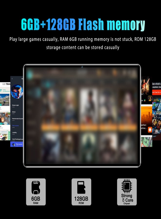 Tablet 6GB+128GB 10.1 inch 1960*1080 High-Clear Android13 4G Calling 8-Core MT6797 Processor 128GB Expandable Memory BT4.2 6000mAh Battery Long Standby Time with Tablet Case - Image 3