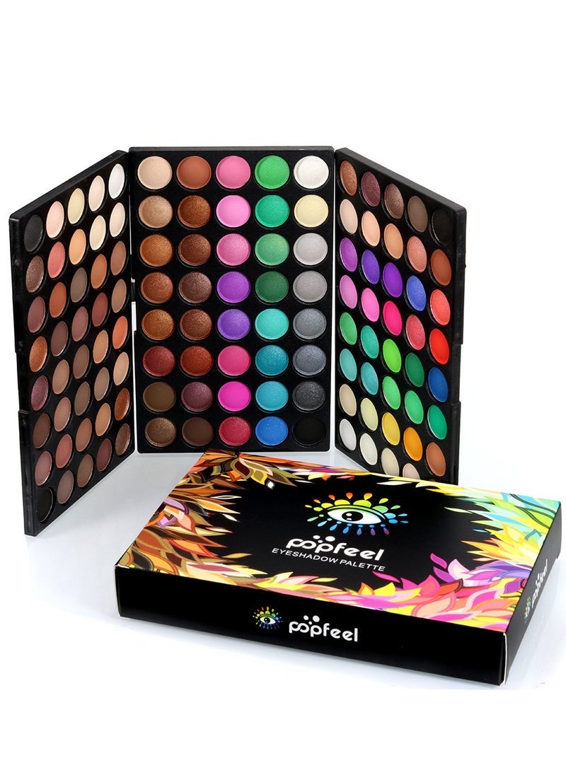 popfeel 120 Vivid Colors Mini Eyeshadow Palette Matte and Shimmer - Professional 3 Layers Bright and Warm Colorful Eye Shadow Palette Makeup Set  - Image 1