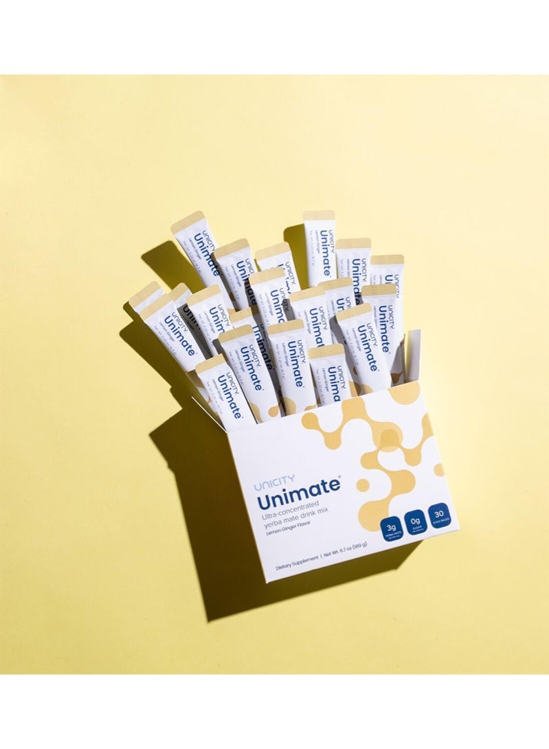 يونيسيتي عبوات UNICITY UNIMATE LEMON GINGER STICK - مذاق رائع - مزيج مشروب يربا ماتي فائق التركيز (30 عبوة) - Image 2