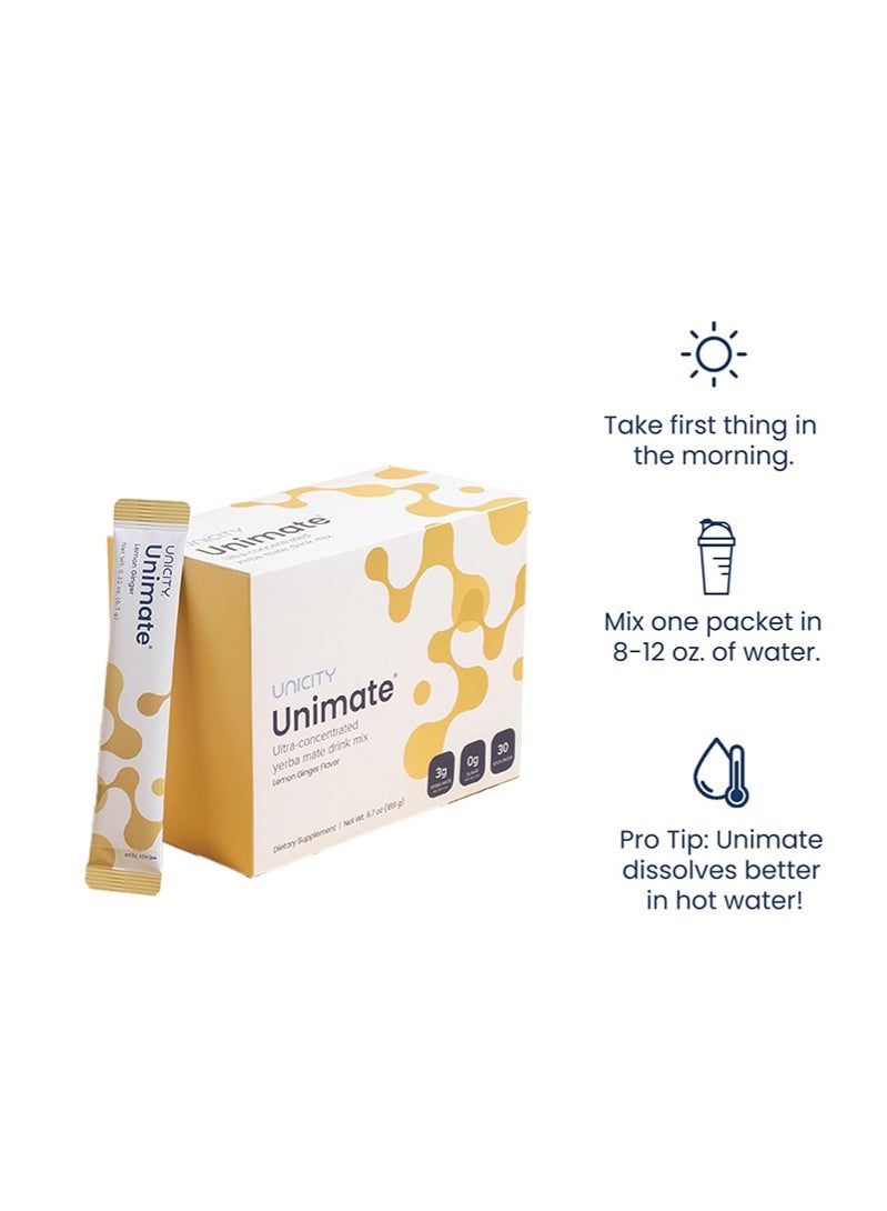 يونيسيتي عبوات UNICITY UNIMATE LEMON GINGER STICK - مذاق رائع - مزيج مشروب يربا ماتي فائق التركيز (30 عبوة) - Image 4