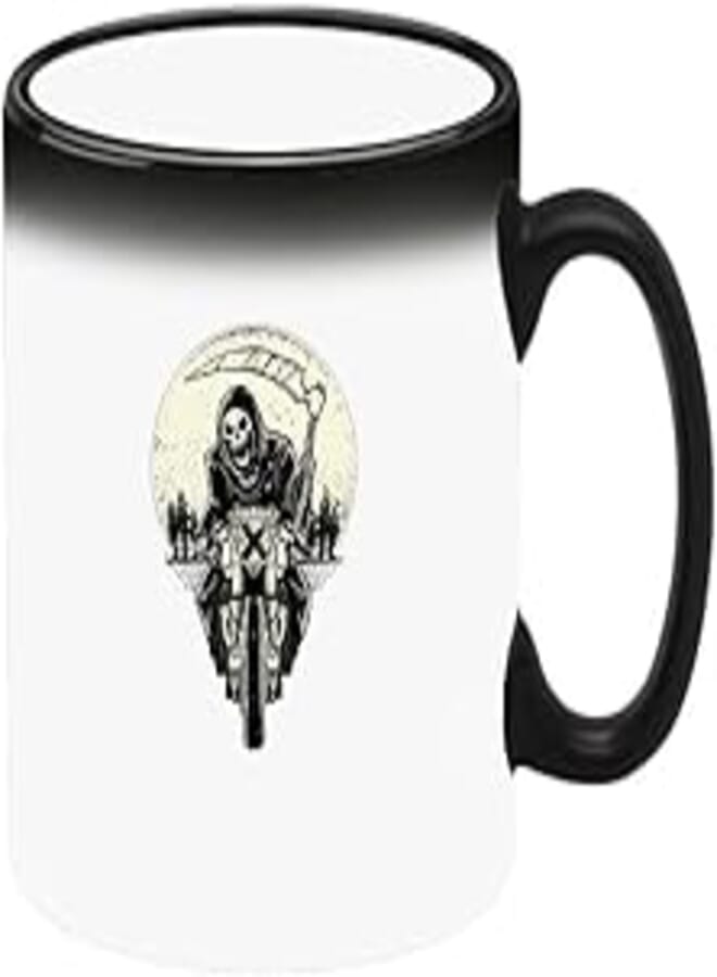 FORZA RAGAZZI Colour Changing Heat Sensitive Magic Mug - Add Hot Tea or Coffee Skull Biker For Home Office Gift Kids Men Women