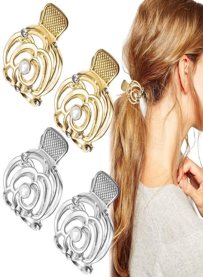 Arvintas 4 PACK Rose Hair Claw Clips for High Ponytail, Hair Cuff Holder Hair Claw Cuff Clips Non-Slip Styling Hair Accessories for Girls Women - Image 1
