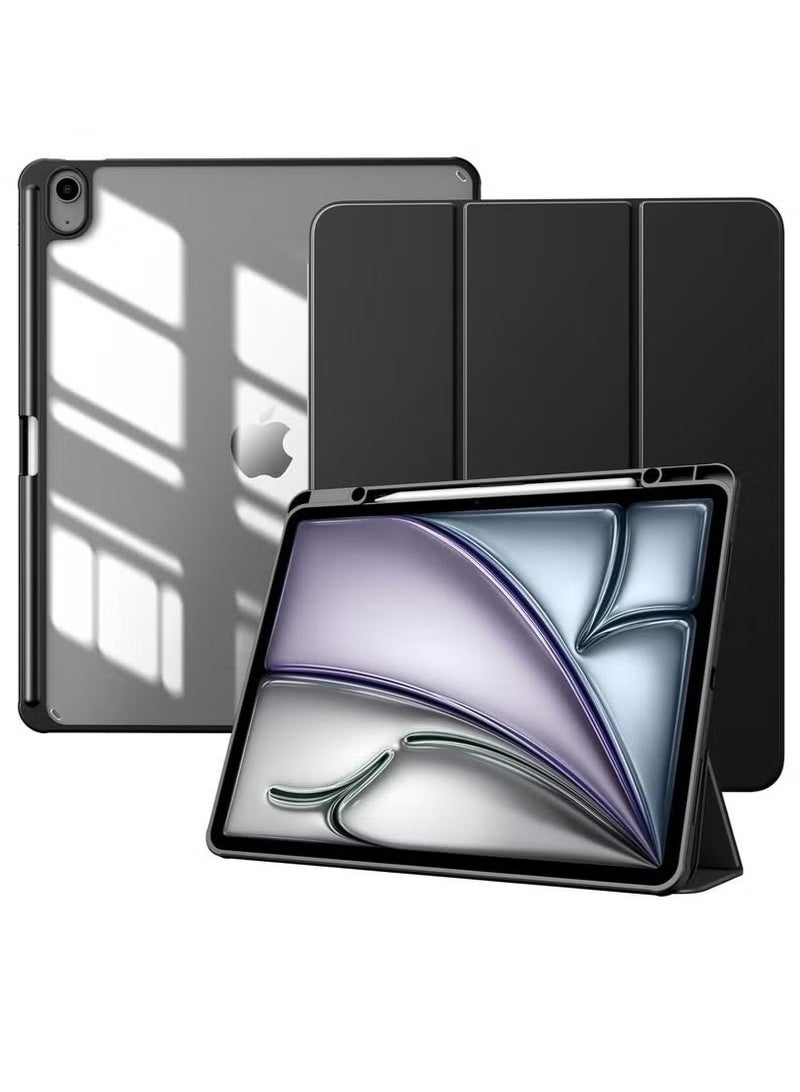 ELTRAZONE Protective Case for iPad Air 13-inch (M3/M2, 2025/2024) – Slim Stand Cover with Pencil Holder, Auto Wake/Sleep Function, Magnetic Closure & Clear Transparent Back Shell – Lightweight, Shockproof, and Scratch-Resistant – Premium Black Design  - Image 1