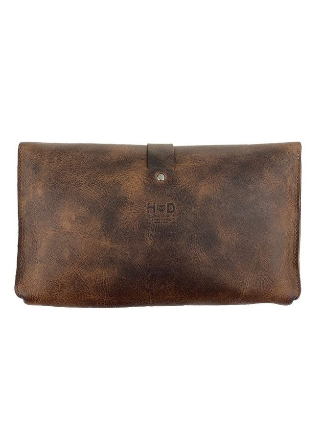 Hide & Drink Leather Clutch Bag Handbag Accessory Organizer Phone Bag Case Handmade Includes 101 Year Warranty :: Bourbon Brown - Image 2