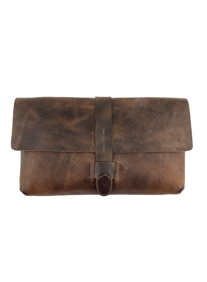 Hide & Drink Leather Clutch Bag Handbag Accessory Organizer Phone Bag Case Handmade Includes 101 Year Warranty :: Bourbon Brown - Image 1