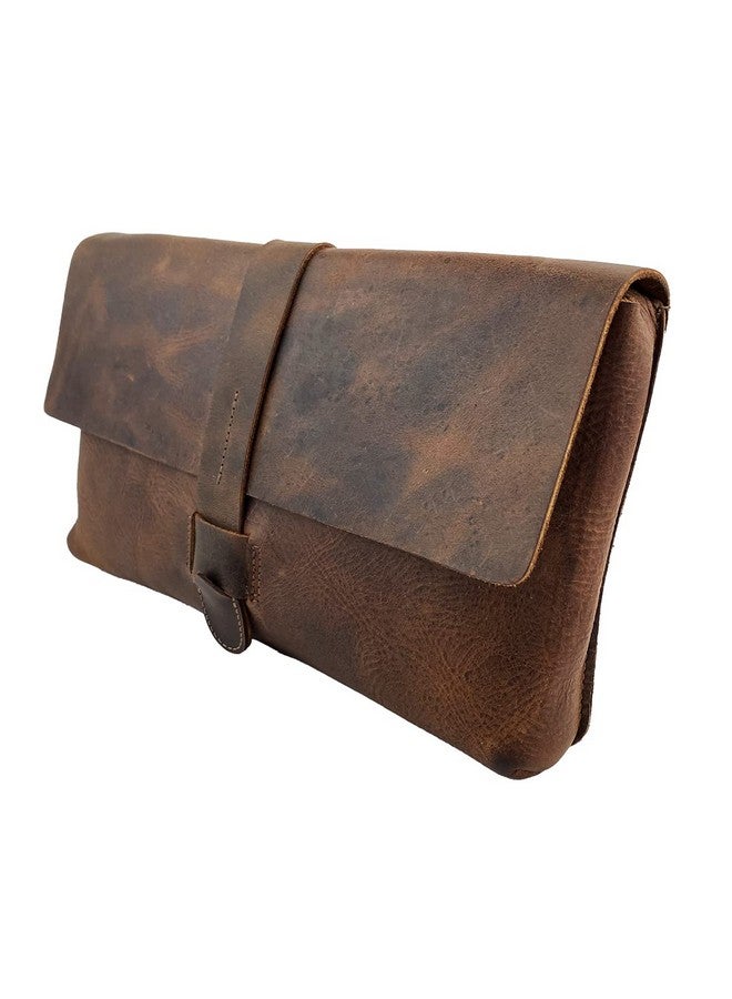 Hide & Drink Leather Clutch Bag Handbag Accessory Organizer Phone Bag Case Handmade Includes 101 Year Warranty :: Bourbon Brown - Image 3
