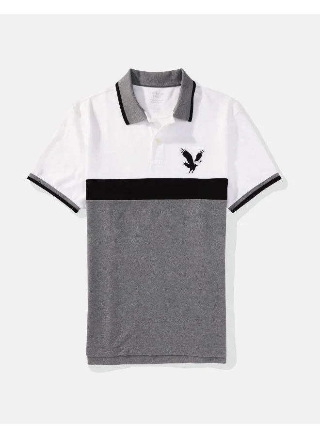 American Eagle Colorblock Logo Polo Shirt