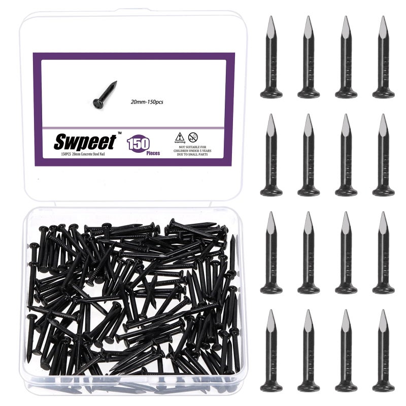 Swpeet 300Pcs 5 Sizes 34 114 135 2 238 Black Hardware Nails Assortment KitSteel Nail Galvanized Nails Small Nails Finishing Nails Wall Nails Wood Nails Nails for Concrete Brick - Image 2