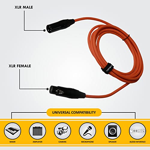 Hawk Proaudio Hawk Sxfg010 Gold Series Xlr Male To Female Microphone Cable With Cable Tie - 3 Meter (Orange Color), ?Orange - Image 2