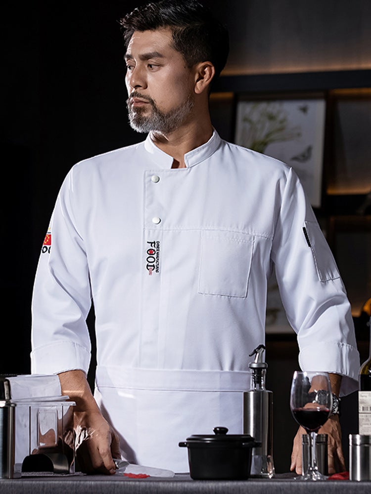 Catering Chef Clothes Long Sleeve Men'S And Women'S Spring, Back Kitchen Canteen Back El Kitchen Clothing Cake Baking Work Clothes - Image 3