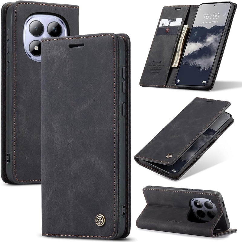 Cracedily Case for Xiaomi Redmi Note 15 Pro 5G Case, Premium Leather Flip Wallet Case with Card Slots and Horizontal Stand Function Magnet Coque Cover Protective Case for Note 15 Pro 5G, Black - Image 1