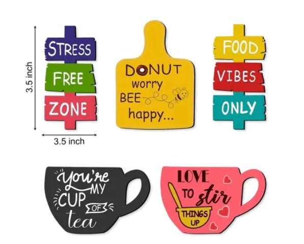 Accuprints Set of 5 Fridge Magnet Printed MDF | Wooden Tea Food Quotes Funny & Multipurpose | Office Magnets Magnetic Stickers for Refrigerator | House Warming Gift Item - Image 4