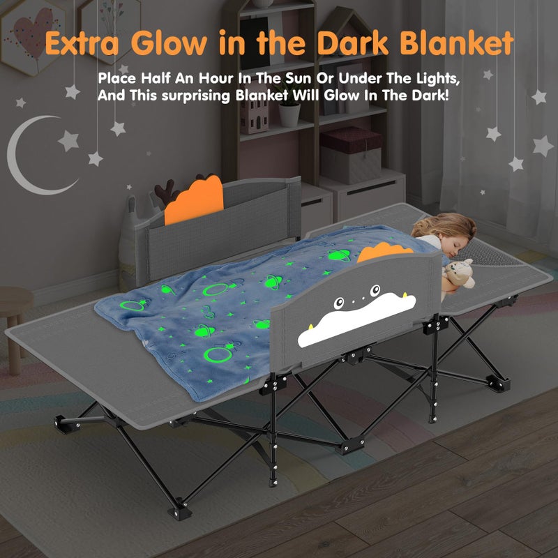 Suteck Kids Camping Cot, Comfortable Toddler Cot Bed Easy to Store and Use, Portable Sleeping Cot with Guardrail, Lightweight Bed for Outdoor Indoor Home - Image 2
