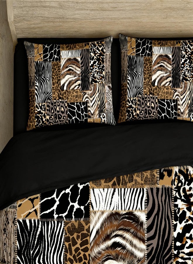 CCoutueChen Leopard Print Comforter Set King Size African Animal Fur Patchwork Comforter 3 Pcs Wildlife Themed Soft Microfiber Bedding with 2 Pillowcases,104"x90" - Image 5