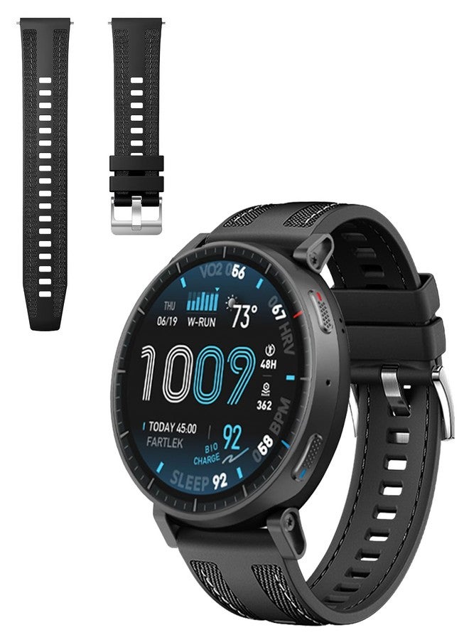سوار سيليكون من Arxonis متوافق مع ساعات Amazfit Active Max/Active 2 / Balance/Cheetah/T-Rex 3 / GTR 4/3/2، مقاس 22 مم، حزام رياضي سريع الفك للرجال والنساء، أسود - Image 1
