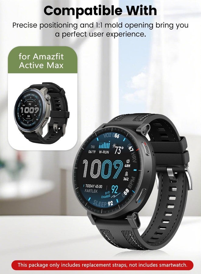 سوار سيليكون من Arxonis متوافق مع ساعات Amazfit Active Max/Active 2 / Balance/Cheetah/T-Rex 3 / GTR 4/3/2، مقاس 22 مم، حزام رياضي سريع الفك للرجال والنساء، أسود - Image 3