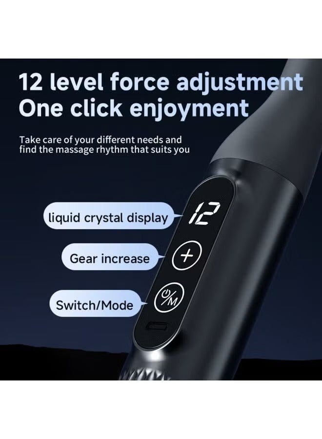 GENNEXT J-Shape Full Body Massage Hammer, 5 Interchangeable Heads, 25W Motor, 1–12 Speed Gears with Modes P2 & P3, 1800–3200 RPM, Lightweight & Quiet with Type-C Fast Charging. - Image 5