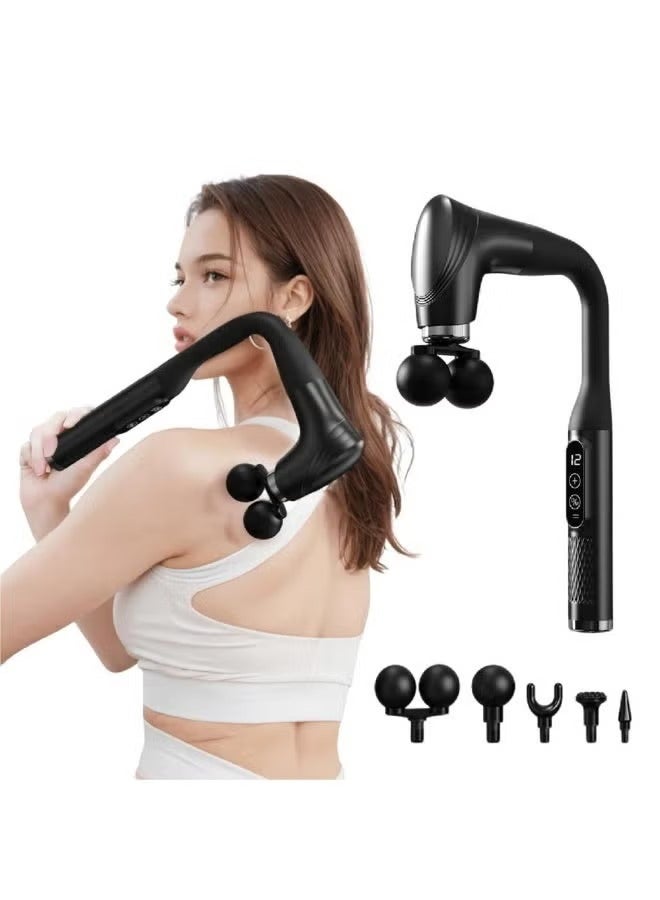 GENNEXT J-Shape Full Body Massage Hammer, 5 Interchangeable Heads, 25W Motor, 1–12 Speed Gears with Modes P2 & P3, 1800–3200 RPM, Lightweight & Quiet with Type-C Fast Charging. - Image 2