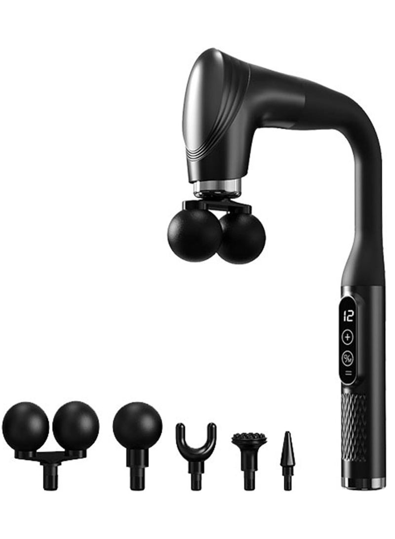 GENNEXT J-Shape Full Body Massage Hammer, 5 Interchangeable Heads, 25W Motor, 1–12 Speed Gears with Modes P2 & P3, 1800–3200 RPM, Lightweight & Quiet with Type-C Fast Charging. - Image 1