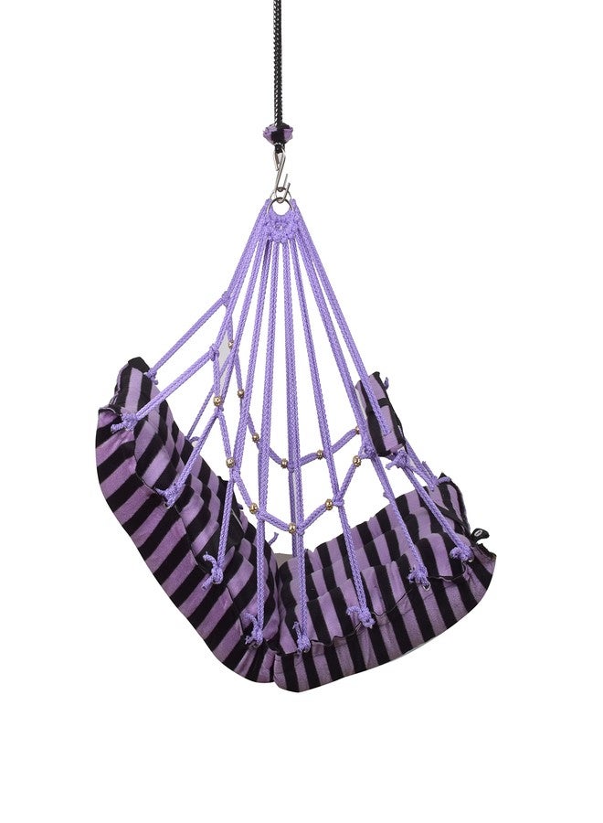Windson Craft Cotton Baby Hanging Swing for Kids jhula 1-5 Years Swings Cradle Chair uyyala New Born Baby Gifts Foldable and Washable with Safety Belt, Home & Garden (Patta Purple) - Image 3