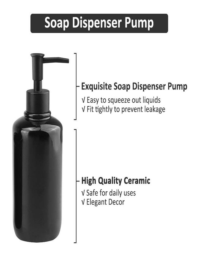 Rich Life طقم ملحقات الحمام من السيراميك مكون من 4 قطع، يتضمن موزع صابون، حامل فرشاة أسنان، كوب، طبق صابون، مجموعة كاملة لتزيين الحمام، أفكار هدايا منزلية، أسود - Image 3