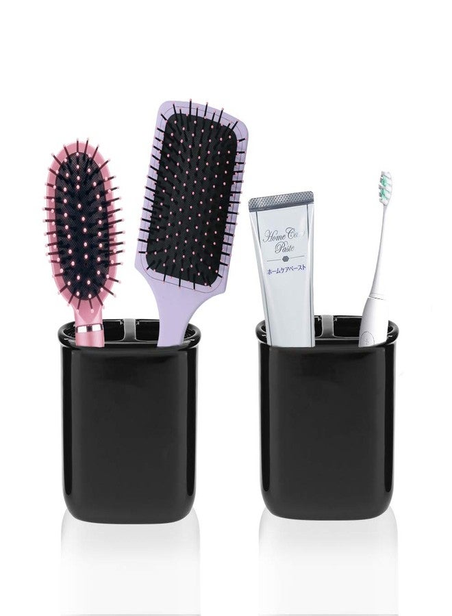 Rich Life طقم ملحقات الحمام من السيراميك مكون من 4 قطع، يتضمن موزع صابون، حامل فرشاة أسنان، كوب، طبق صابون، مجموعة كاملة لتزيين الحمام، أفكار هدايا منزلية، أسود - Image 4