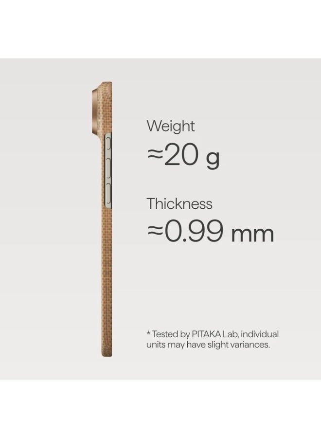 PITAKA حافظة بيتاكا لأيفون إير 6.5 بوصة، متوافقة مع ماغسيف، حافظة فائقة النحافة مع شعور لمسي بدون حافظة، مصنوعة من ألياف أراميد 1500D، لمسات من الذهب - لمسة ذهبية - Image 3