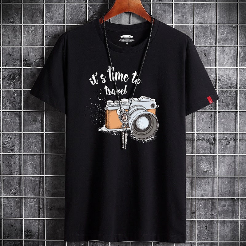 Men's summer short-sleeved T-shirt men's wholesale slim-fit round neck half-sleeved T-shirt foreign trade top trendy men's T processing delivery - Image 2