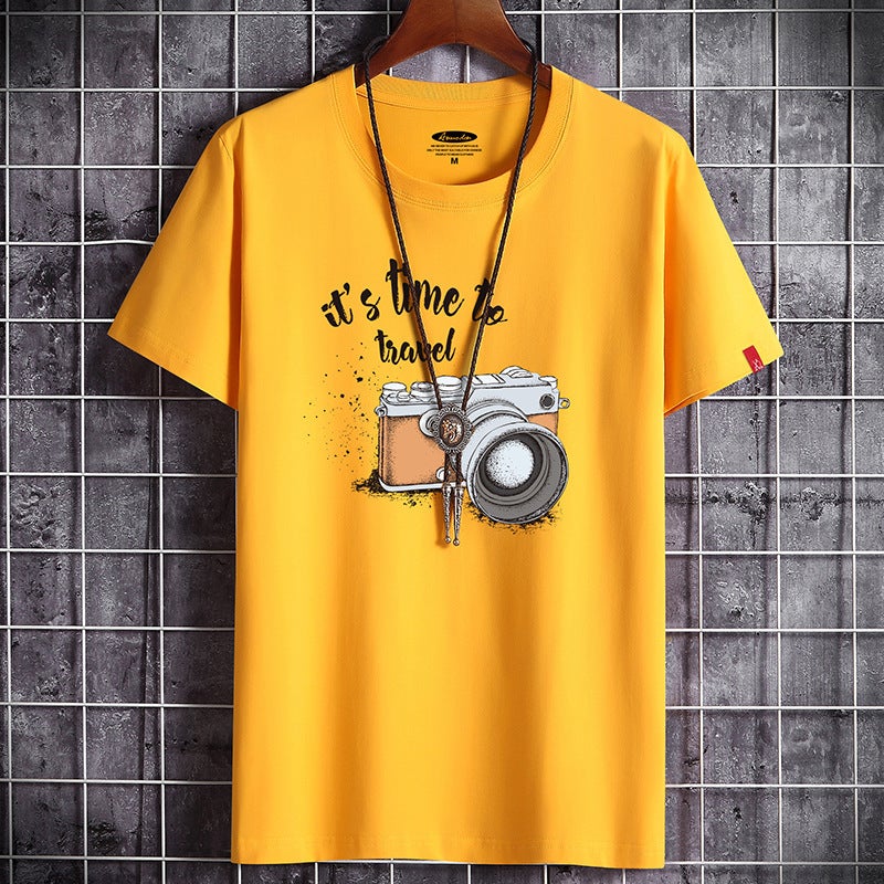 Men's summer short-sleeved T-shirt men's wholesale slim-fit round neck half-sleeved T-shirt foreign trade top trendy men's T processing delivery - Image 4