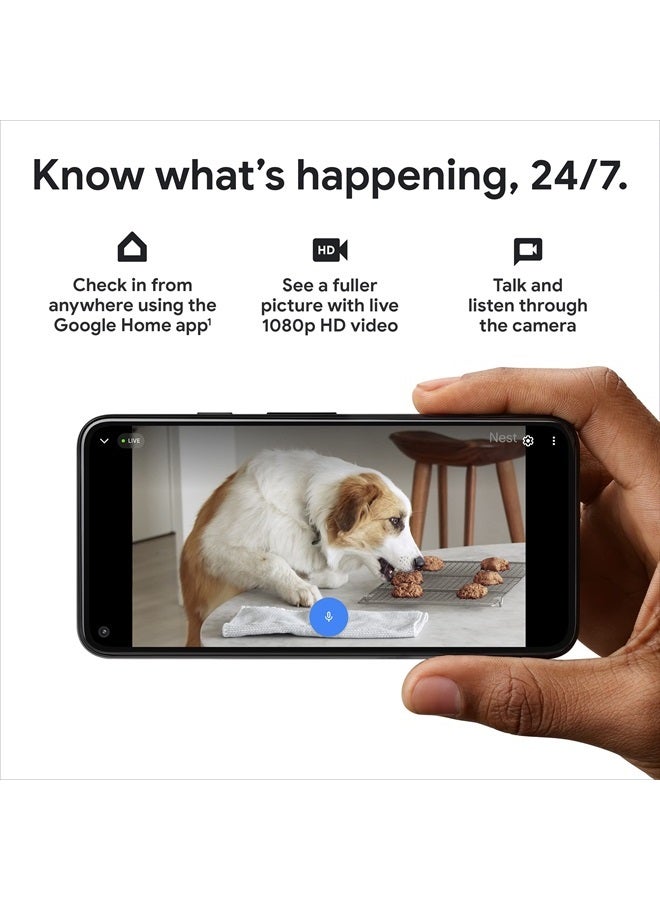 Google indoor Nest Security Cam 1080p (Wired) - 2nd Generation - Snow - Image 3