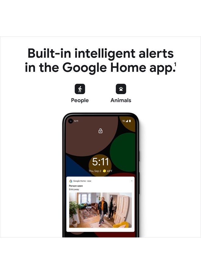 Google indoor Nest Security Cam 1080p (Wired) - 2nd Generation - Snow - Image 2