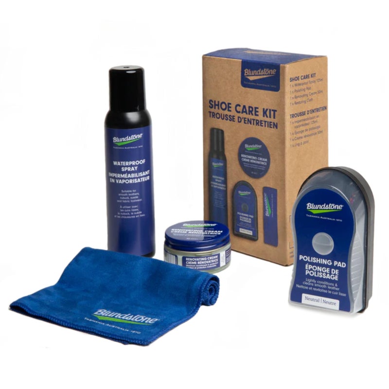 Blundstone Shoe Care Kit for Leather Boots â€“ Includes 50ml Renovating Cream, Buffing Cloth, 125ml Waterproof Spray and Polishing Pad â€“ Footwear Conditioner, Surface Guard & Polish Solution, Rustic