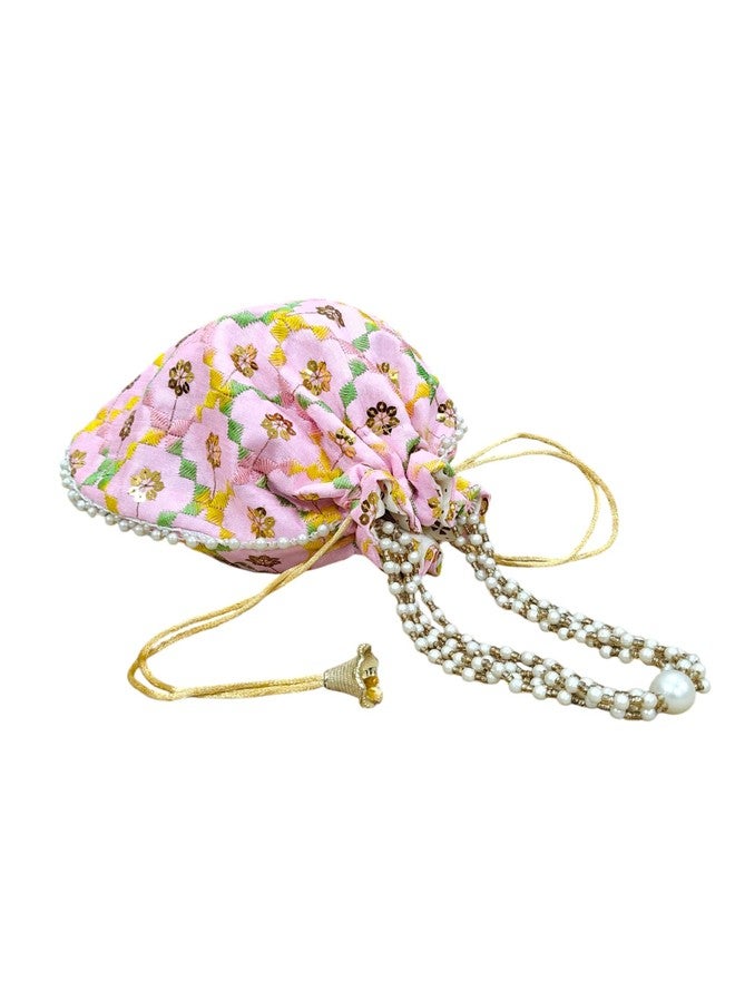 SHOPOBUDDY Multicolor Embroidered Potli Bag Purse Women handbag Shagun Pouch Return Gifts with Sequence Work & Pearl Beading Multicolour (PACK OF 50) - Image 3