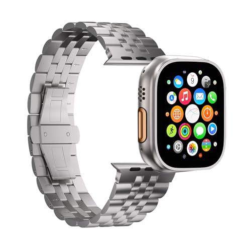 idudu Grade 5 Titanium Band for Apple Watch Ultra,Ultra 2 & Ultra 3 49mm,Adjustable Metal Band with Secure Clasp - Lightweight Durable Titanium Metal Bracelet Strap Compatible iWatch Ultra 49mm Men - Image 5